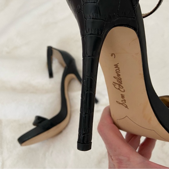 SAM EDELMAN Eleanor Faux Croc Black Stilettos⭐️ Just Beautiful - Picture 12 of 15